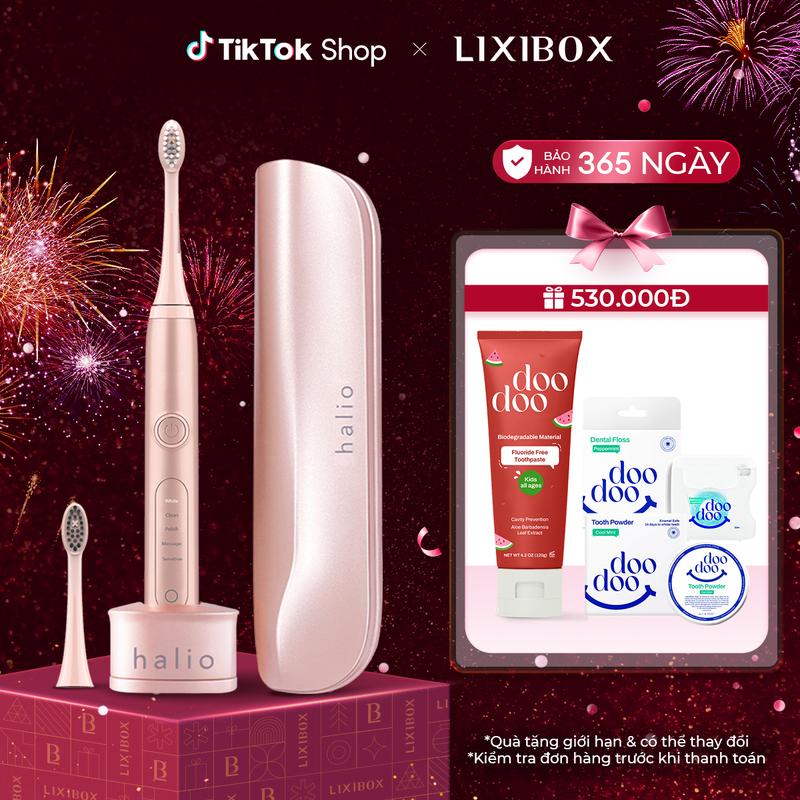 [ƯU ĐÃI ĐẶC BIỆT] Bàn Chải Điện Làm Trắng Răng Halio Sonic Whitening Electric Toothbrush Pro Kèm Hộp Đựng -  Sạc Không Dây Có Hộp - dành cho răng nhạy ccảm và răng niềng banchai  dien