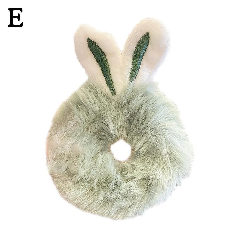 Elastic Hair Rabbit Ear Hair Korean New Rabbit Ears Plush Scrunchies Imitation Rabbit Fur Hair Band Ponytail Holder 8