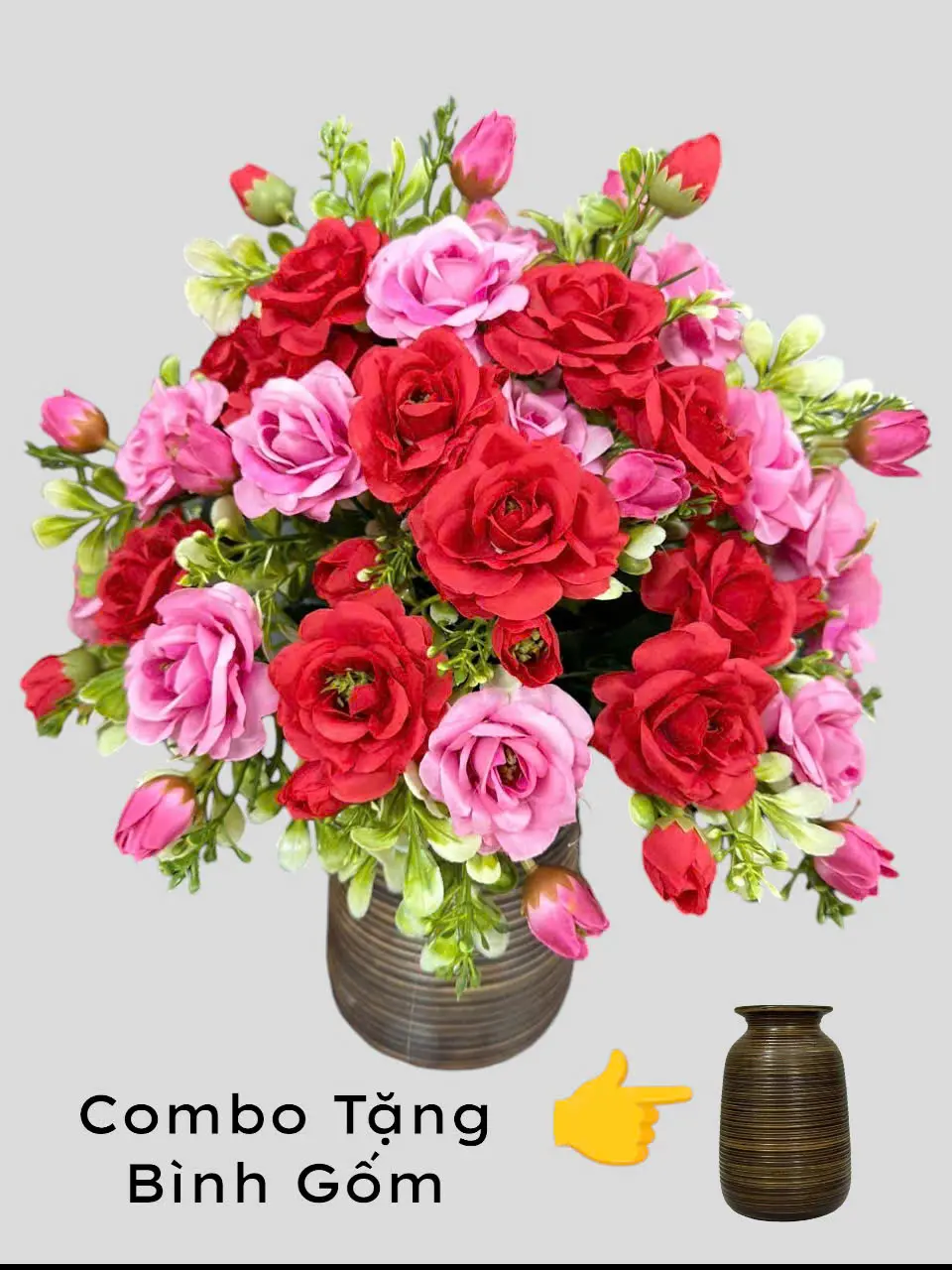 ( TẶNG BÌNH GỐM) Combo 5 cành Hoa Tỉ muội (35cm) 35 bông , 35 nụ cao cấp decor , trang trí nhà cửa Decor Phòng Phòng Khách Decor Bàn bình  hoaxinh