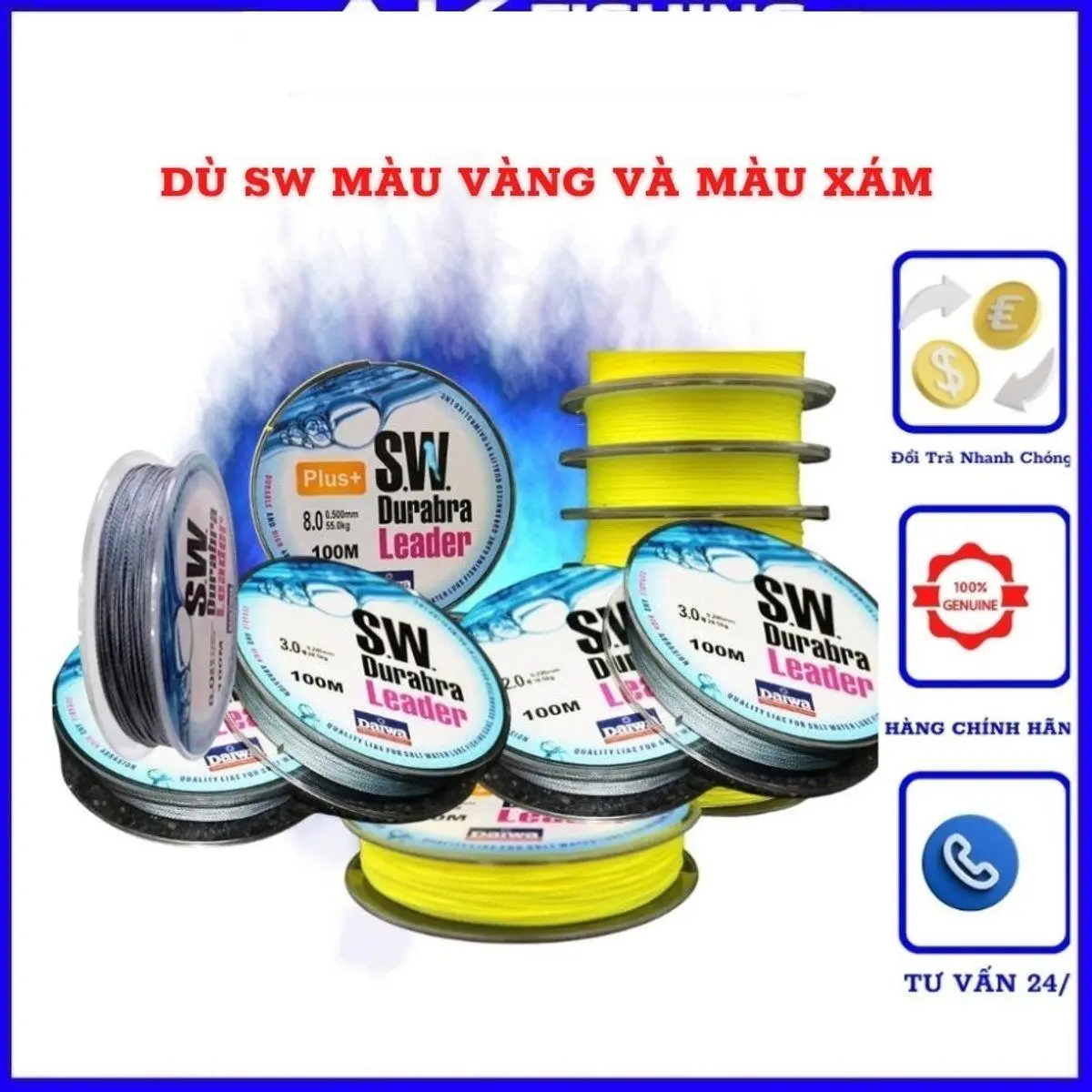 [SALE]  Dây dù câu cá  Daiwa SW Durabra Leader  tải cá cực khẻo cước câu cá siêu bền chất lượng cao giá rẻ BF