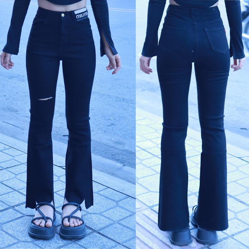 Quần jean bass kiểu rách đùi, chất jean co giãn và mền min, ôm nhẹ nhàng Nữ Pants Women
