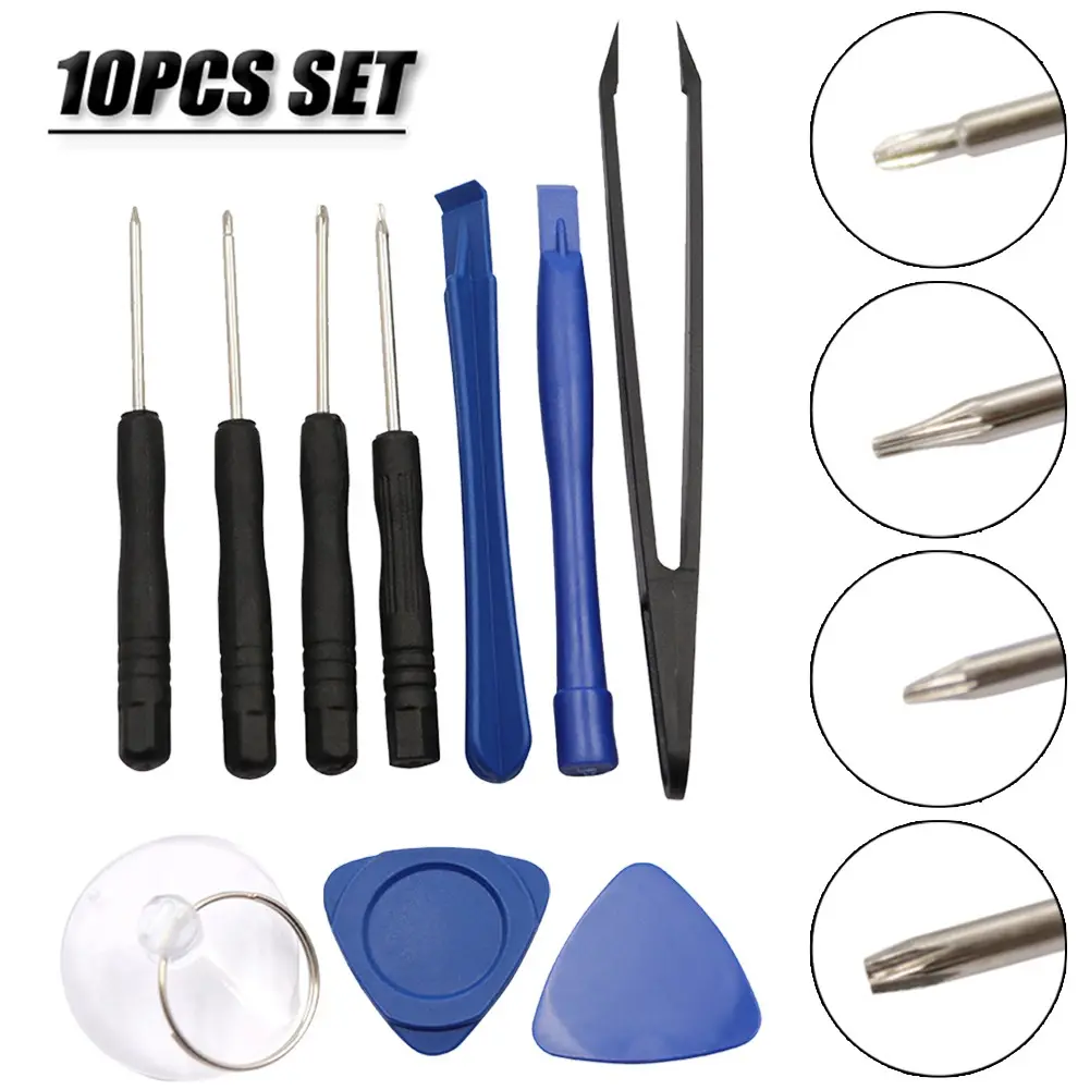 Kit Alat Pembukaan Telefon, 10pcs, Termasuk Crowbar, Bar Pry, Pemutar Skru dan Pinset, Alat Pembaikan