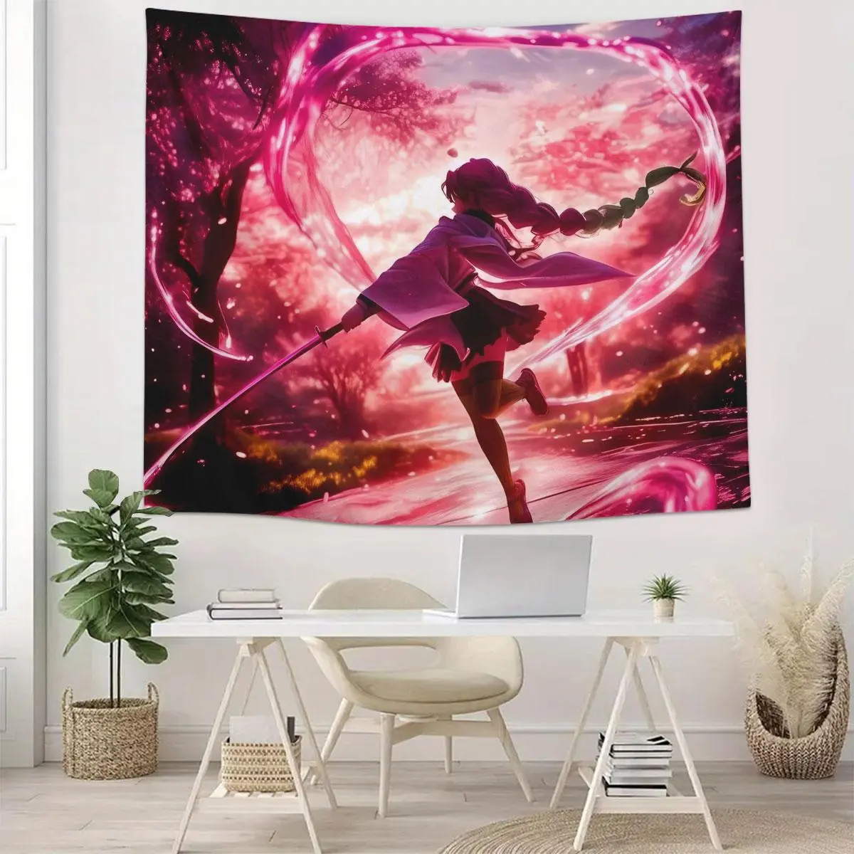 Anime Girl Pattern Wall Hanging, Anime Wall Tapestry, Wall Art Decor for Home Living Room Bedroom, Home Decor, Room Decor