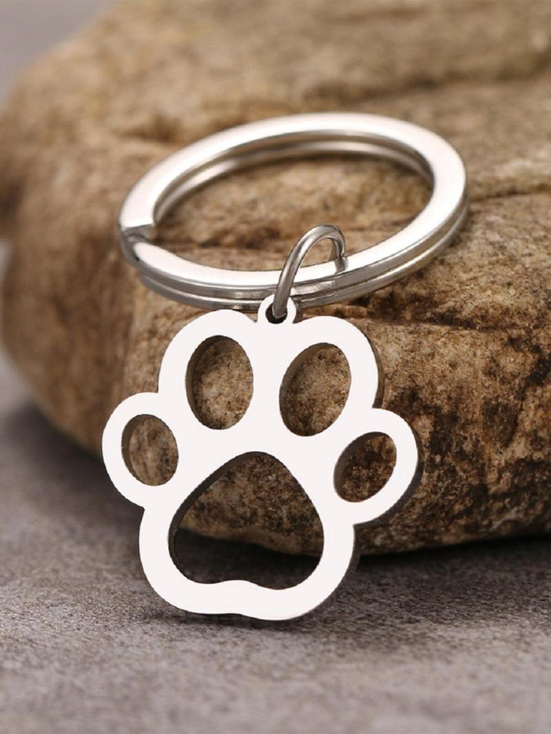 Product Introduction of Fashion Hollow out Puppy Paw Design Keychain, Stainless Steel Keychain for Men & Women for Daily Clothing Decor, Trendy All-match & Exquisite Keychain for Birthday Gift 10