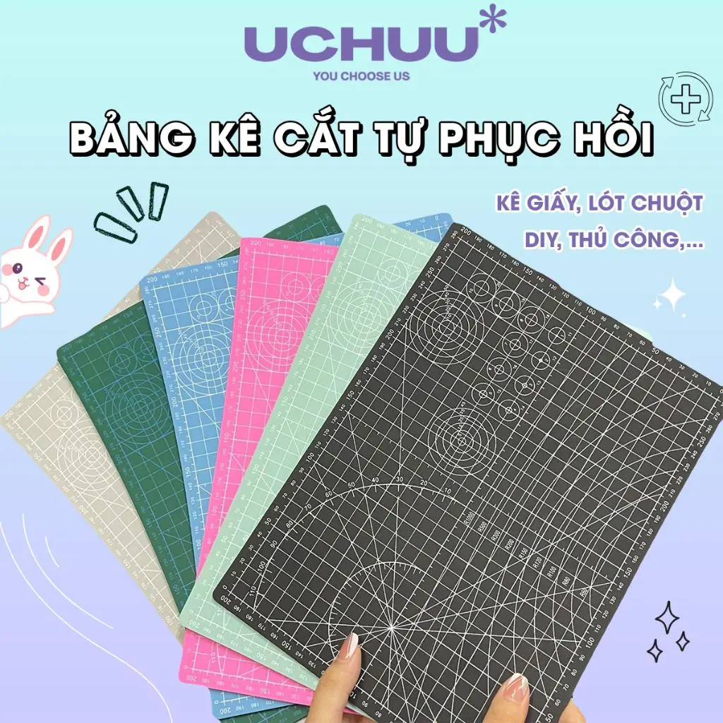 Bảng Cắt Thủ Công Tự Liền UCHUU, Tấm Lót Kê Cắt, Khắc Trổ Cutting Mat Khổ A3, A4, A5, Pad Lót DIY