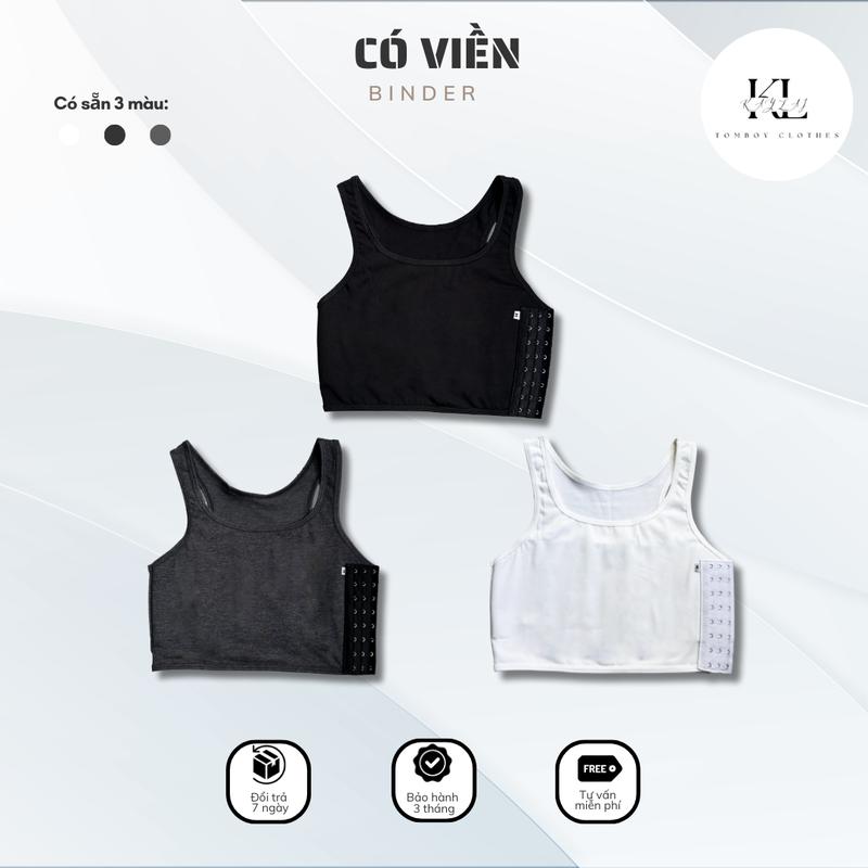 [Áo Nịt Tomboy] Ngắn Có Viền Cotton Không Xù, Không Giãn Cho Tomboy - Trans - Sb   Nữ Thun Sport Đồng Tập Thể Dục Top áo nịt tomboy