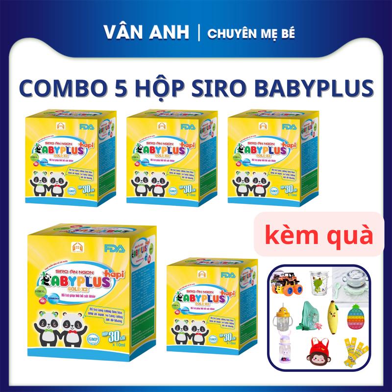 Combo 5 hộp Siro Ăn Ngon Babyplus [kèm quà] Cho Bé Vitamin Men Vi Sinh