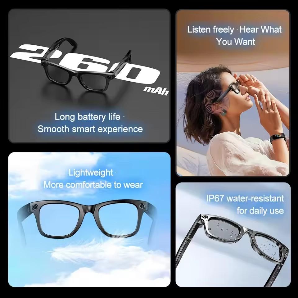 New Men Camera WiFi Smart Glasses 32GB 800W Pixel 4K UHD Camera Anti Shake Video AI Translation Anti Blue Light Women Glasses - Image 3