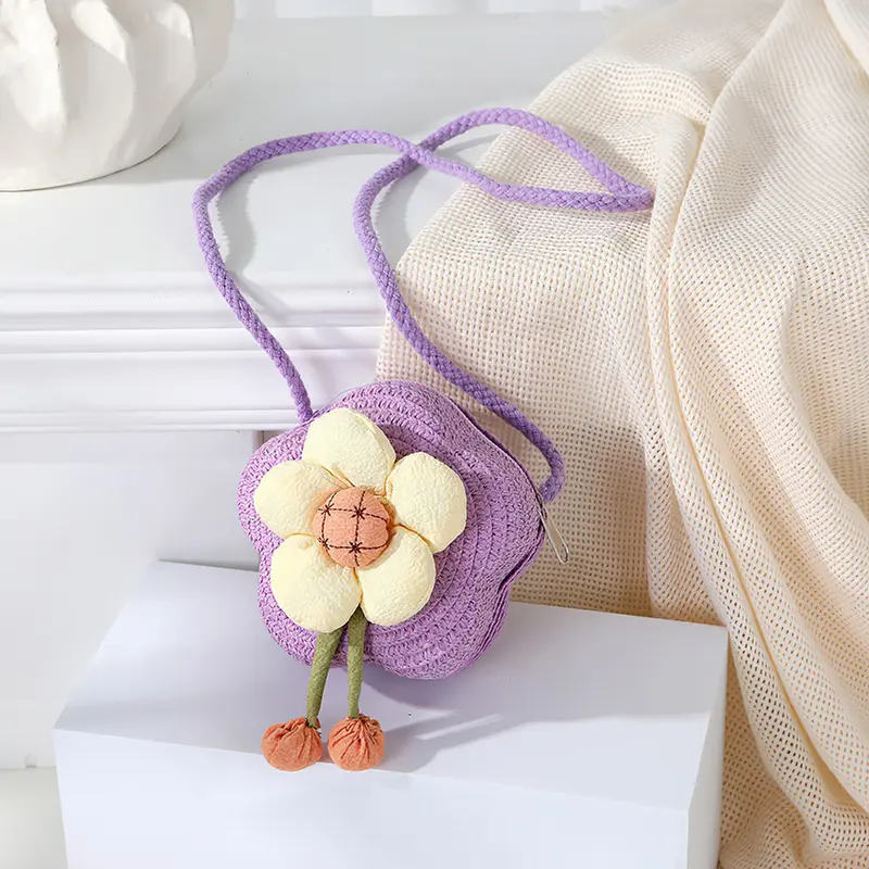 Túi Rơm Dệt Đeo Chéo Mini, Thiết Kế Dễ Thương, Dành Cho Trẻ Em, Lý Tưởng Cho Các Hoạt Động Ngoài Trời 5