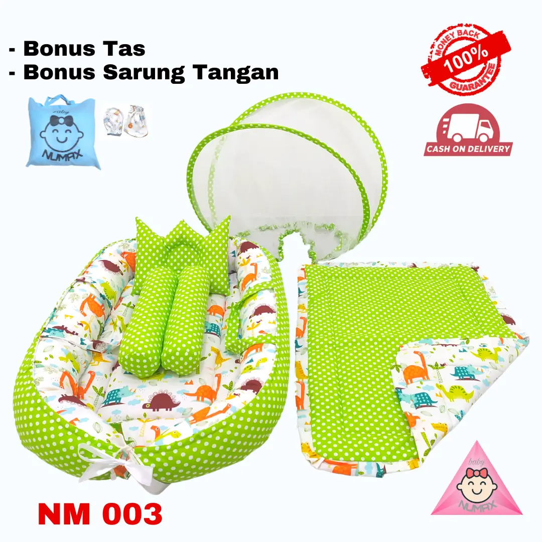 KASUR BAYI PERAHU LIPAT SET BED COVER / TEMPAT TIDUR BAYI BOAT KOMBINASI ANTI NYAMUK / KASUR BAYI NUMAX