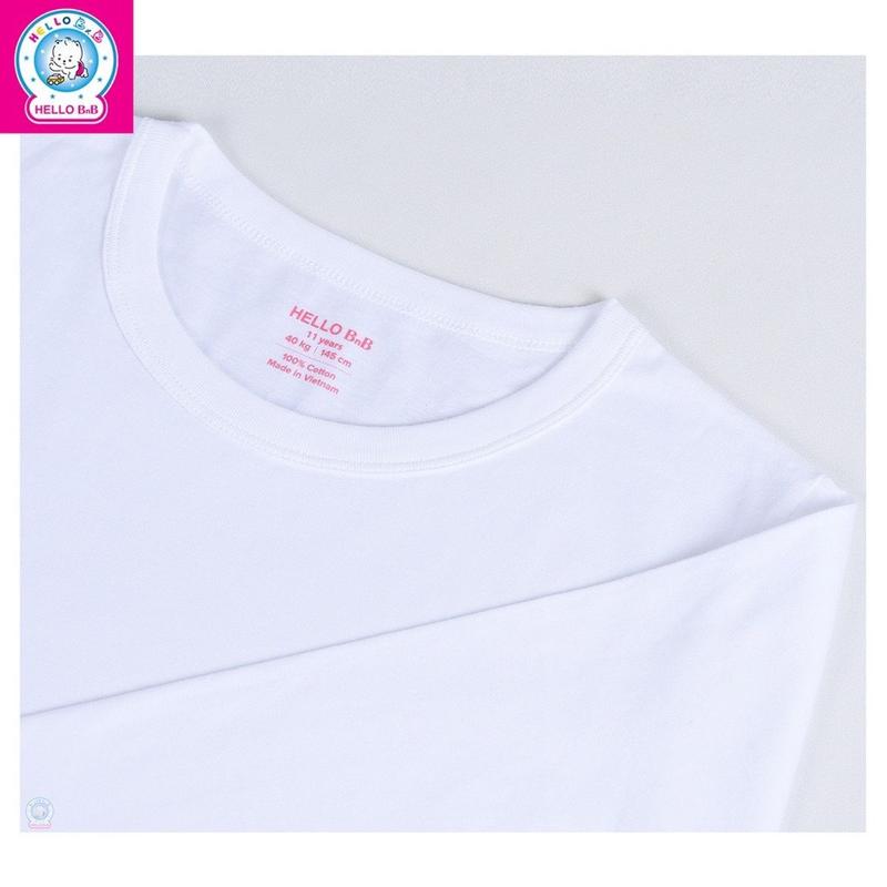 Áo Thun Trắng tay dài Bᶖgsize 30-60kg HELLOBB AL1409 cotton tự nhiên mềm mịn mát | Bᶖg size Hello B&B | Kiddy and Mommy 3
