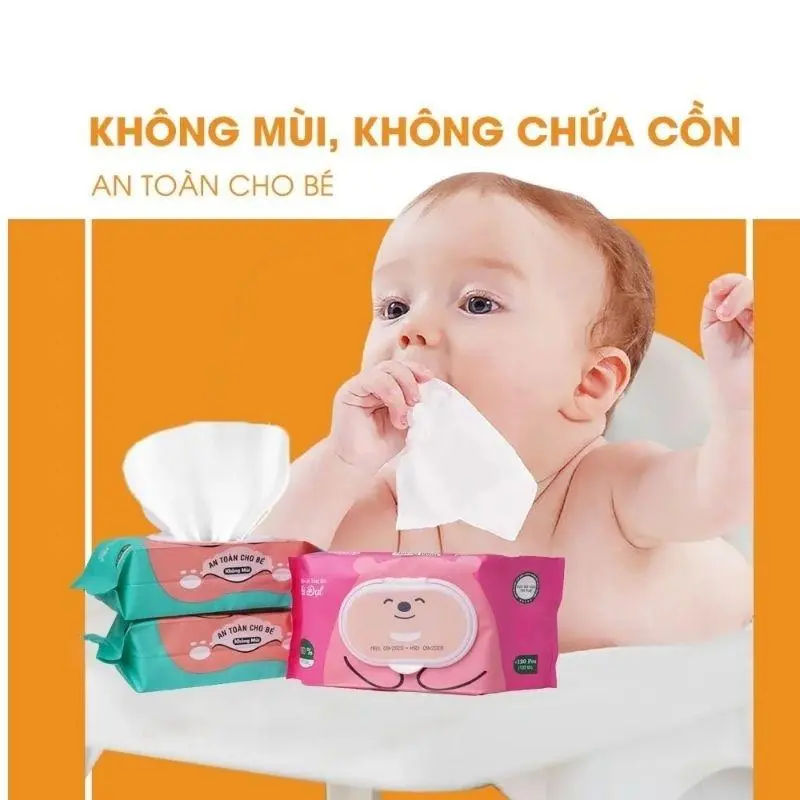 [MOONSHOP] Khăn giấy ướt Phú Đạt ,giấy ướt hình Bọt Biển 100 tờ gói to đầy đặn, không mùi, không cồn an toàn 8