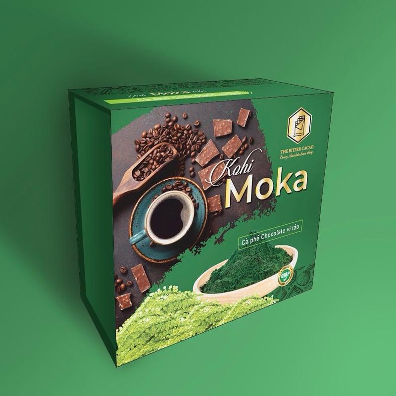 Ca cao Cà phê Moka xanh hộp 20 gói Cafe Coffee từ thiên nhiên thơm ngon