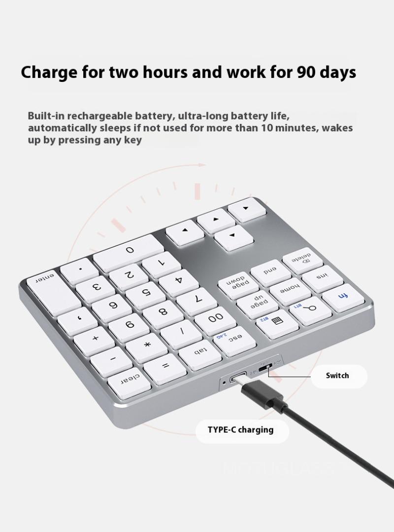 Product Introduction of Bàn phím số, Bàn phím số K35, Không dây 2.4Ghz và Bluetooth, Có Thể Sạc Lại USB C, Tương thích với IOS, Android và Windows, Bàn phím kỹ thuật số 13