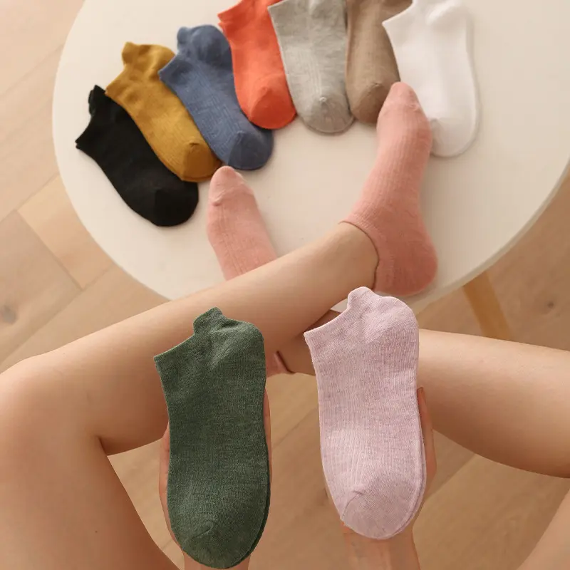 Tất Nữ, Nâng Tai Giả Kim Đôi, Màu Trơn Làm Bằng Bông, Kẻ Sọc Dọc, Bảo Vệ Chân, Thích Hợp Cho Học Sinh, Thoải Mái, Tất Trần, Cho Nữ