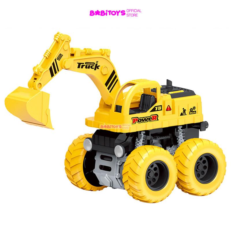 Xe đồ chơi máy xúc cần cẩu địa hình chạy đà quán tính, máy gắp, xe ô tô đồ chơi cho bé