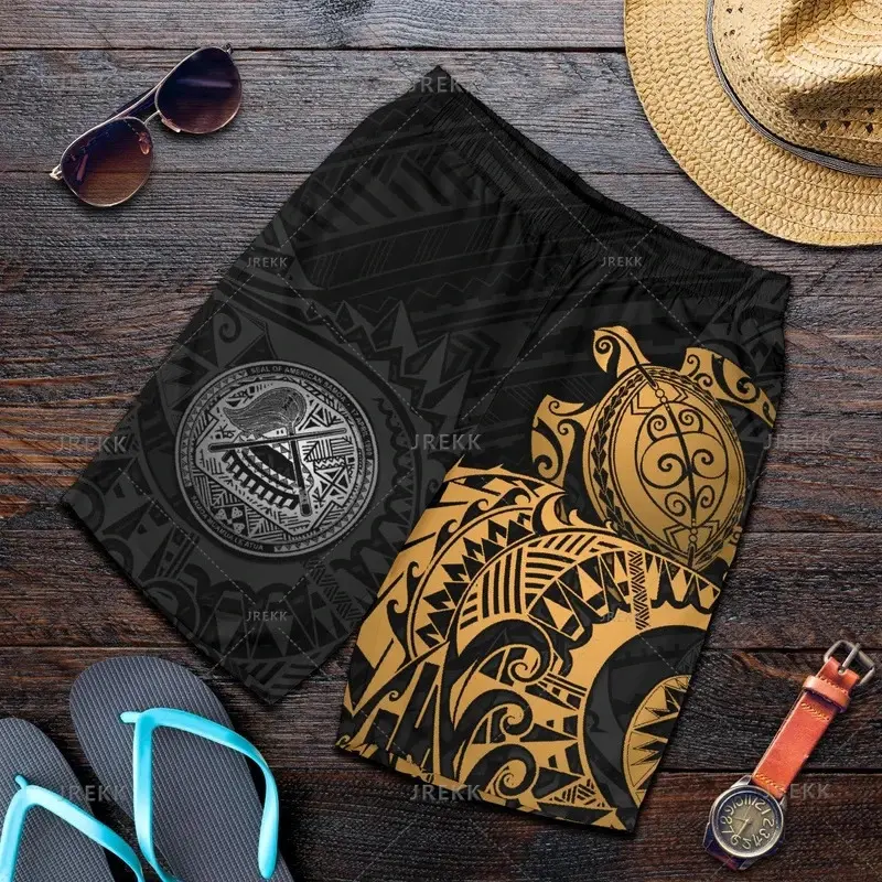 Vintage 3D Printed Samoa Emblem Beach Shorts Fashion Streetwear Board Shorts Unisex Cool Swimming Shorts Men Swimming Trunks