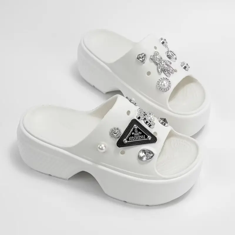 Dép nữ đế cao 6,5cm gắn charm siêu xinh xắn mã 205 - Chất liệu tốt tự nhiên - GiàY, Shoes DéP Nhung Len 2