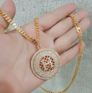 kalung rantai wanita liontin bulat gold titanium anti luntur Perempuan Jewellery