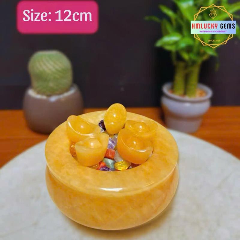 Product Introduction of Bát Tụ Bảo , Bát Tụ Bảo Tài Lộc, Bát Minh Đường Tụ Thủy, Đá Ngọc Hoàng Long Màu Vàng, Nhiều Kích Cỡ 2
