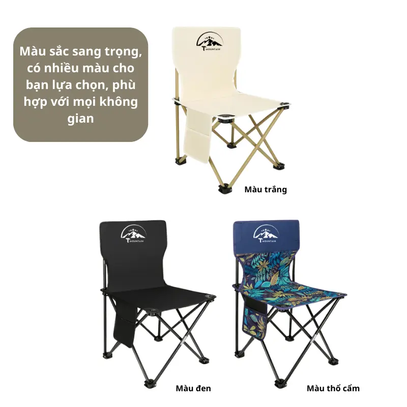 Ghế xếp gấp gọn, Ghế Tựa Lưng Câu Cá, Dã Ngoại dễ dàng mang đi du lịch cắm trại Thương hiệu cao cấp T MOUNTAIN Đồng Camping 4