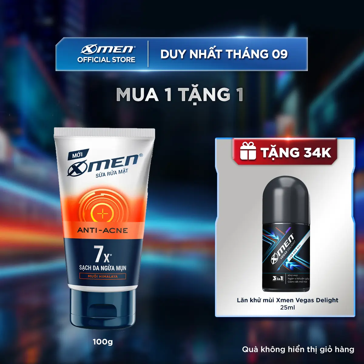 [COMBO MUA 1 TẶNG 1] Sữa Rửa Mặt Xmen Detox/Anti Acne 100g + Tặng Lăn Xmen Vegas 25ml