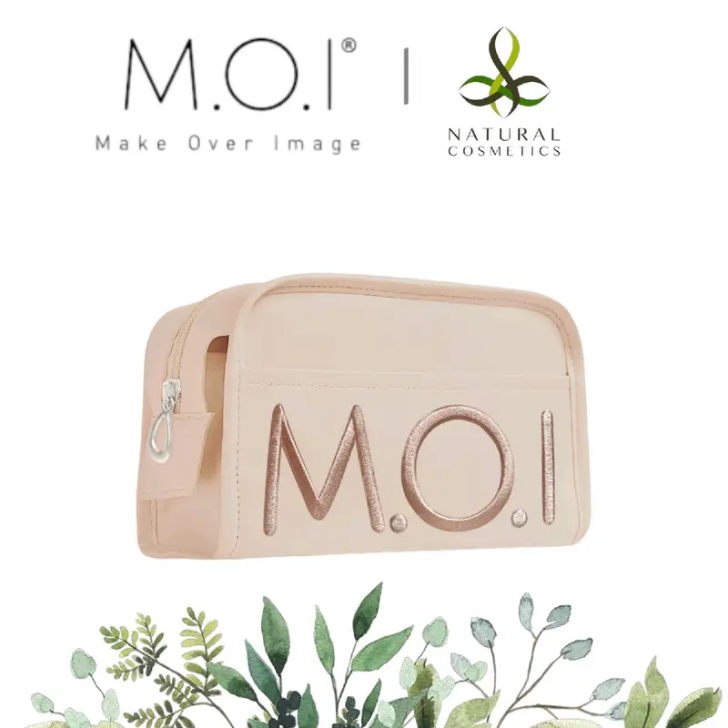 Túi cói sắc hạ đựng mỹ phẩm trang điểm MOI Iconic Da PU Bag Nam Nhung Kem 2