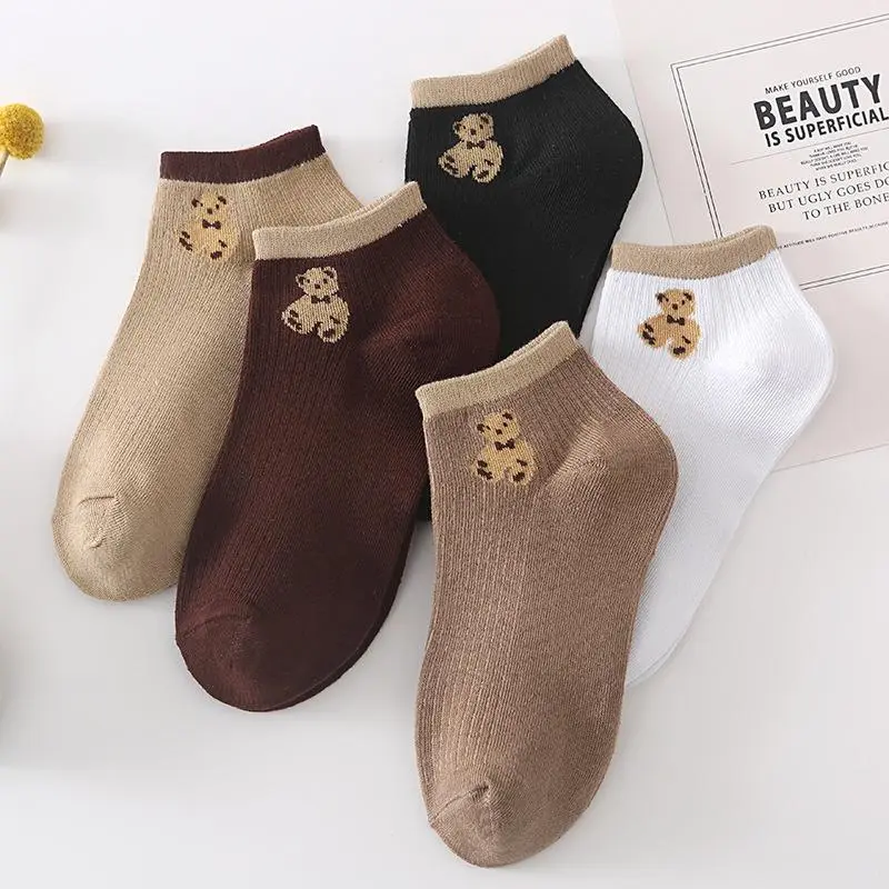 IWD Kaos Kaki Pria Wanita Pendek Mata Kaki BEAR 5 WARNA Nyaman Dipakai Adem Motif Beruang Cute Bear New Korean Style Socks 0