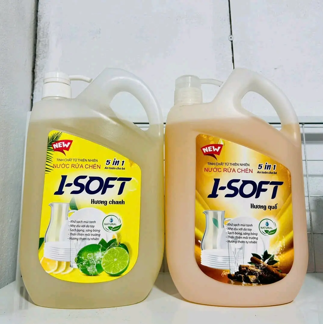 [Mua 1 Tặng 1] combo 2 can nước rửa chén 2,1 lít Isoft, an toàn và làm sạch