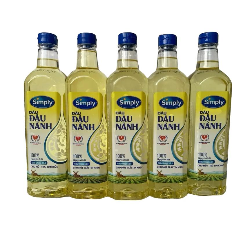 Dầu Đậu Nành Simply chai 1 lít - 5 chai 1 lít - Dầu ăn tốt cho hệ tim mạch  Dầu Ăn