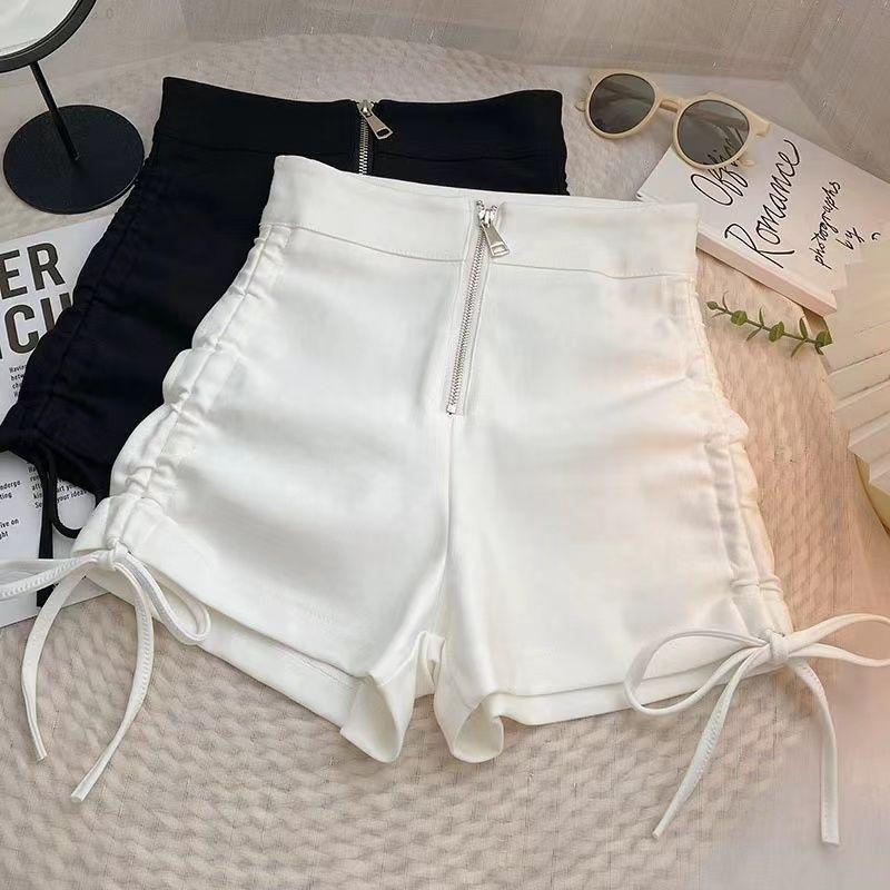 Product Introduction of Quần Đùi Đen, Quần Áo Nữ Ngoại Cỡ Cô Gái Nóng Bỏng, Béo Mm2024 Mùa Hè Mới, Dáng Ôm, Dây Rút, Cạp Cao, Thiết Kế Uốn Cong, Bó Sát, Quần Hot 1
