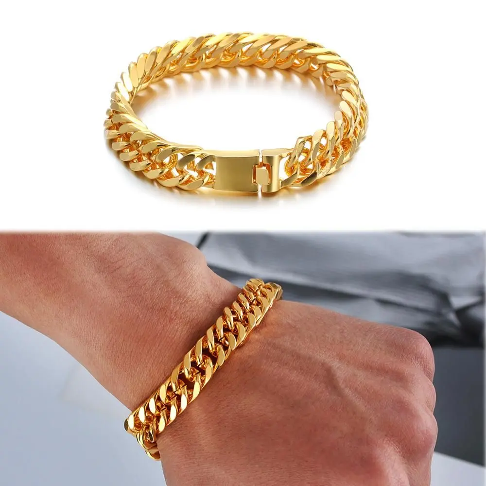12mm Width Fashion Bracelet Luxury Link Chain Hip Hop Stainless Steel Cuban Bracelet