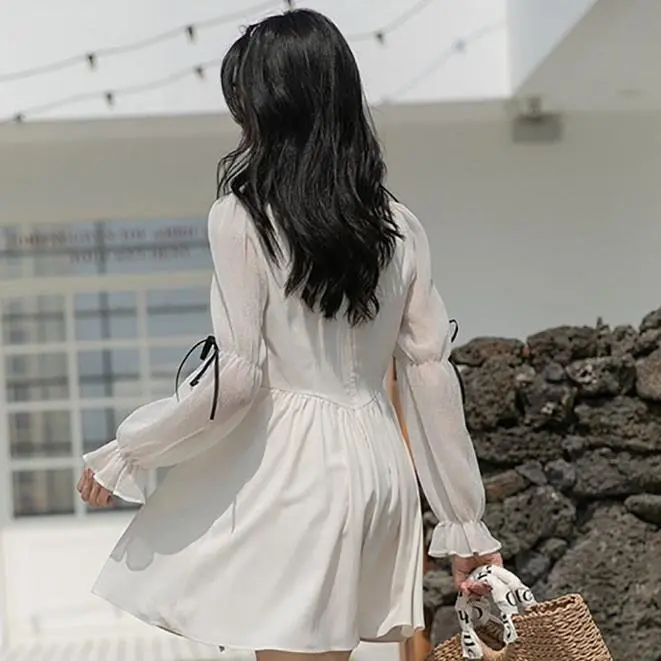 Newlan QZ078 sexy import kekinian pendek wanita korea dress /dress wanita casual dress/dress korean style/dress sexy import kekinian pendek wanita korea/dress pesta/gaun lengan bengkak/gaun vintage kasual/retro dress 3
