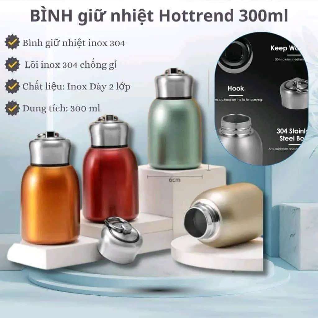 BÌNH BOM GIỮ NHIỆT INOX MINI 300ML owala đơn giản bình nước binh nuoc roblox giunhiet