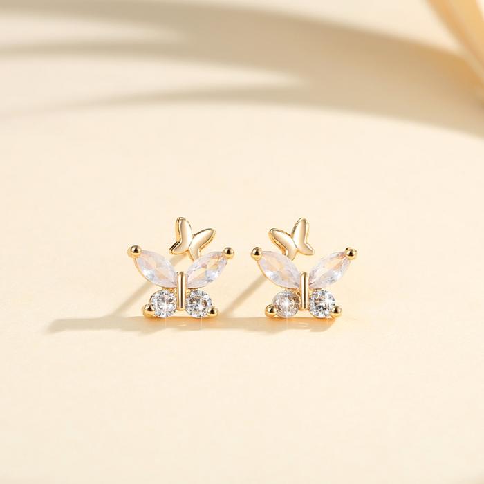 Gambar TX084 [COD] Anting Stud Tusuk Kristal Kupu-kupu Titanium Steel Emas Anting Fashion Aksesoris Perhiasan - TX084-Perak dari LM Pearly Jewelry Kota Bekasi 4 Tokopedia