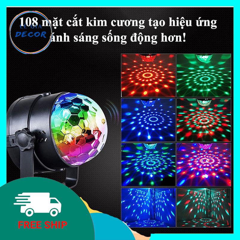 HOT- ĐÈN XOAY VŨ TRƯỜNG CẢM ỨNG ÂM THANH 7 MÀU RGB 3