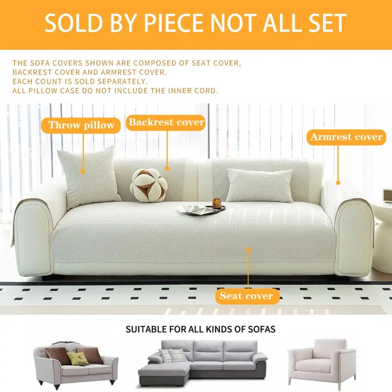 Solid Color Couch Cover, 1 Count Non-slip Sofa Slipcover, Decorative Dust Cover for Home Living Room, Sofa Protector for Pet, Home Decor 7