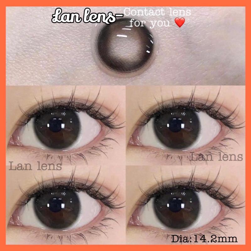 Kính Áp Tròng Lens Xám đen trong ,tone tự nhiên nhẹ nhàng ko cần makeup có cận 0-6 độ(giá 1 cặp tặng kèm khay dụng cụ đeo)-Lan lens