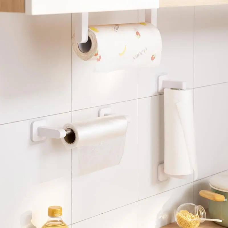 Kitchen Roll Holder, 1 Count Self Adhesive Wall Mounted Tissue Holder, Durable Storage Rack for Kitchen Bathroom, Home Organizer