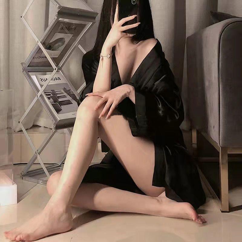 Product Introduction of 2025 Internet Celebrity Nightgown Women's Spring and Autumn Ice Silk Midi Pajamas Pure Desire Style Sexy Women's plus Size Bathrobe Home Wear Summer Loungewear Nightwear Womenswear Lingerie Comfort Homewear 3