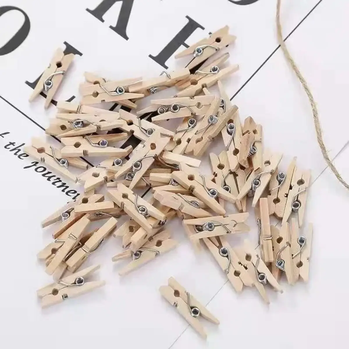 100pcs 25mm Natural Wooden Photo Mini Clips Memo Paper Peg Clothespin DIY Stationery Christmas Wedding Party Home Decor