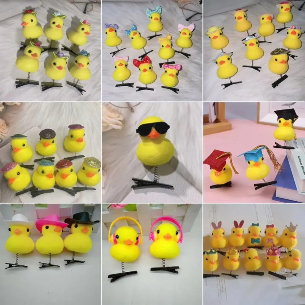 DIY Duckling Shaped Hair Clip Little Yellow Duck Cartoon 3D Spring Hair Clip Kawaii Plush Cute Korean Hairpin Women Girl Hair Accessory