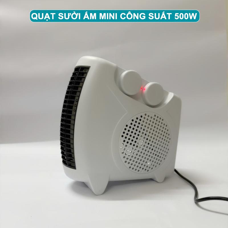 Máy Sưởi Ấm Mini Công Suất 500W Để Bàn Đa Năng, Chống Lật, Tiết Kiệm Điện, Quạt sưởi Dùng Văn Phòng, Phòng Ngủ, Bảo Hành 12 Tháng