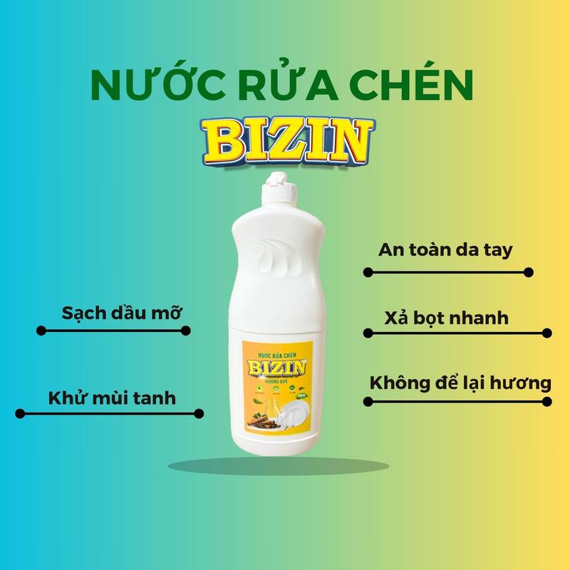 Nước rửa chén Bizin 800ml Làm Sạch dầu mỡ, hương thơm tự nhiên, tiết kiệm, an toàn cho da tay 5