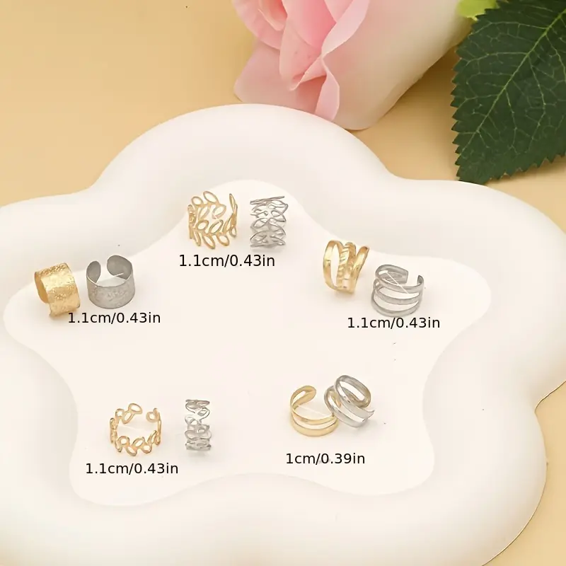 Summer Special| [5 Vintage C-shaped Ear Studs] Set Of 5 Vintage C-shaped Ear Studs Without Ear Holes, Unique Ear Clip Set 4