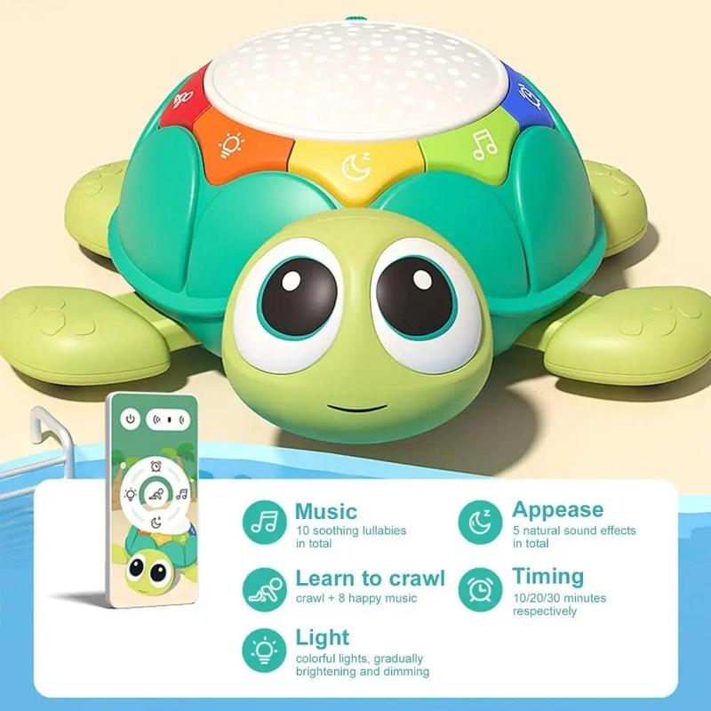 Cartoon Turtle Design Crawling Projection Toy, 1 Box Multifunctional Early Education Crawling Turtle Toy with Sound, Educational Development Toy Gift 3