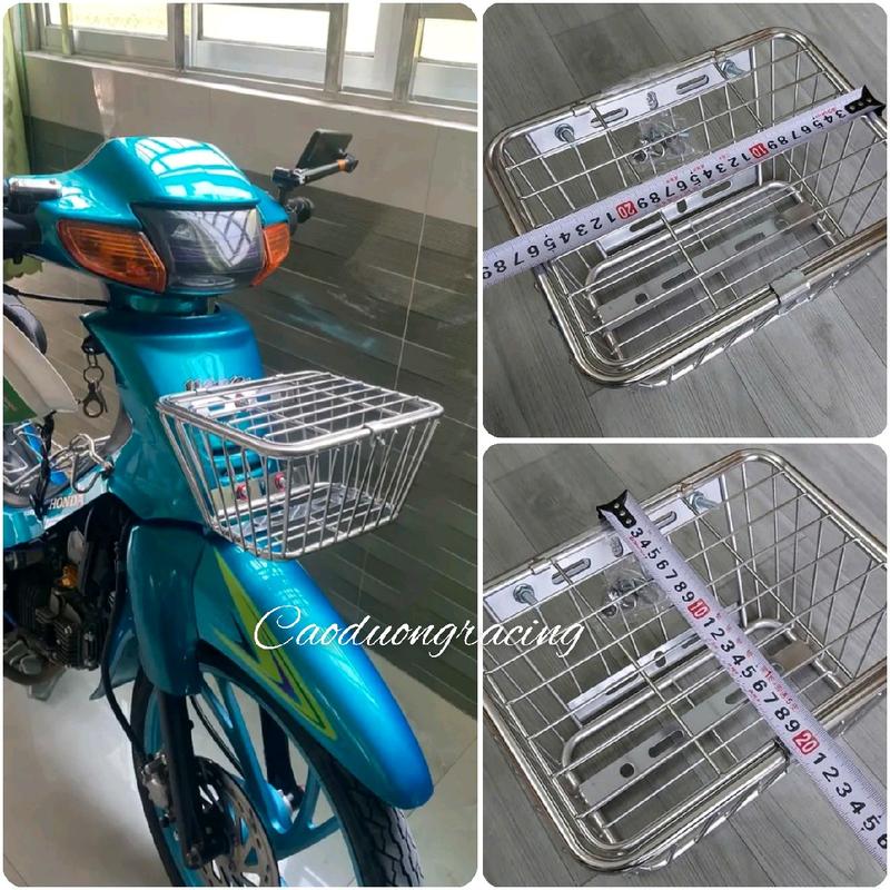 Rổ xe inox pas đa năng gắn cho xe cub, dream, wave, Rổ xe trung, rổ xe mini , phụ kiện xe máy, phụ tùng - caoduongracing Cao Su