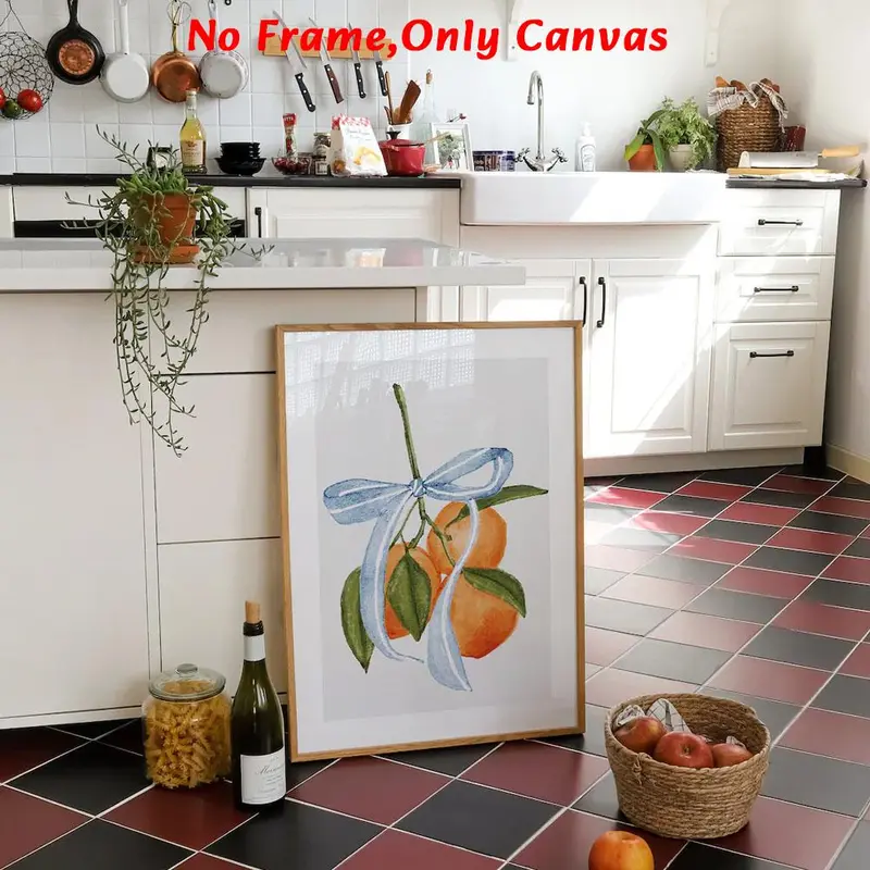 Watercolor Fruit Pattern Unframed Painting, 1 Count Modern Fruit Pattern Wall Art, Wall Decor for Home Living Room Bedroom Study Room 3