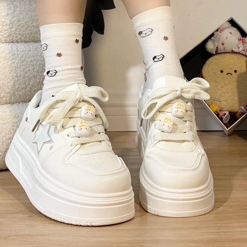 Giày thể thao nữ Sticker hoạ tiết ngôi sao phối trắng đế cao 5cm chất nhẹ HJK - Shoes, Sneaker