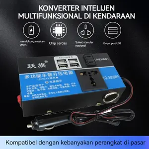 Daya Puncak 2000W/1500W Modified Sine Wave Inverter Frekuensi Tinggi Mobil Power Inverter  12V 24V To AC 220V Converter Mobil Power Charger Inverter 4 Port USB Pengisi Daya Soket Mobil Van Multifungsi